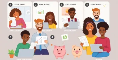 Imagen que ilustra herramientas financieras, gráficos y elementos digitales para gestionar el dinero, representando estrategias efectivas para el control financiero en 2025.